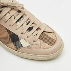 Pre Owned Burberry Beige Nova Check Canvas and Leather Low Top Sneakers Size 36