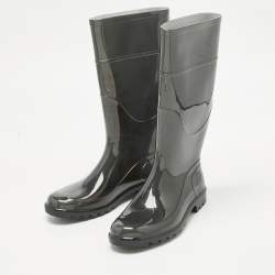 Pre Owned Burberry Green Rubber Marsh Rain Boots Size 37