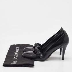 Pre Owned Burberry Black Leather Embellished Mary Jane Pumps Size 38