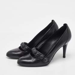 Pre Owned Burberry Black Leather Embellished Mary Jane Pumps Size 38