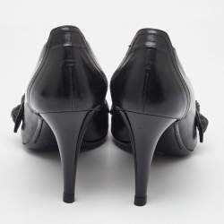 Pre Owned Burberry Black Leather Embellished Mary Jane Pumps Size 38