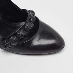 Pre Owned Burberry Black Leather Embellished Mary Jane Pumps Size 38