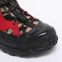 Pre Owned Burberry Beige/Black Vintage Check Fabric and Rubber Arthur Sneakers Size 38