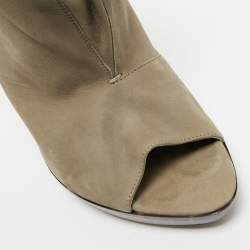 Pre Owned Burberry Brown Nubuck Leather Ankle Length Boots Size 39