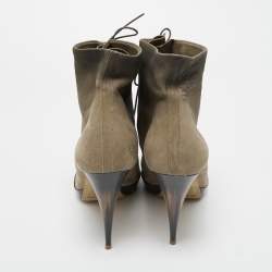 Pre Owned Burberry Brown Nubuck Leather Ankle Length Boots Size 39