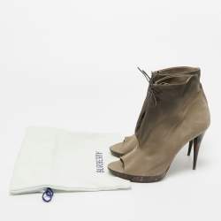 Pre Owned Burberry Brown Nubuck Leather Ankle Length Boots Size 39