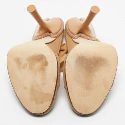 Pre Owned Burberry Beige Lace Tulle Sock Boots Size 40