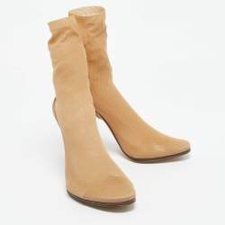 Pre Owned Burberry Beige Lace Tulle Sock Boots Size 40