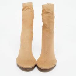 Pre Owned Burberry Beige Lace Tulle Sock Boots Size 40