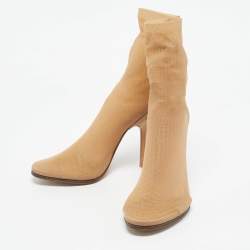Pre Owned Burberry Beige Lace Tulle Sock Boots Size 40