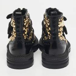 Pre Owned Burberry Black Leather Everdon Ankle Length Boots Size 40