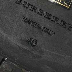 Pre Owned Burberry Black Leather Everdon Ankle Length Boots Size 40