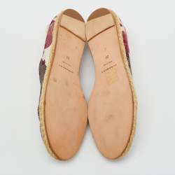Pre Owned Burberry Multicolor Heart Check Print Canvas Espadrille Flats Size 38