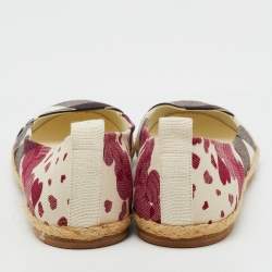 Pre Owned Burberry Multicolor Heart Check Print Canvas Espadrille Flats Size 38