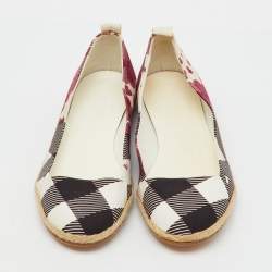 Pre Owned Burberry Multicolor Heart Check Print Canvas Espadrille Flats Size 38