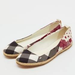 Pre Owned Burberry Multicolor Heart Check Print Canvas Espadrille Flats Size 38