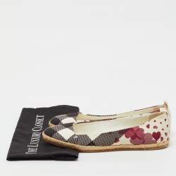 Pre Owned Burberry Multicolor Heart Check Print Canvas Espadrille Flats Size 38