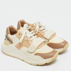 Pre Owned Burberry Multicolor Canvas and Leather Ramsey Sneakers Size 38
