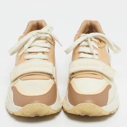 Pre Owned Burberry Multicolor Canvas and Leather Ramsey Sneakers Size 38
