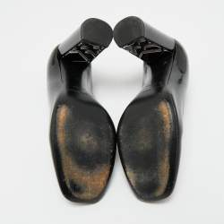 Pre Owned Burberry Black Patent Leather Block Heel Pumps Size 37.5