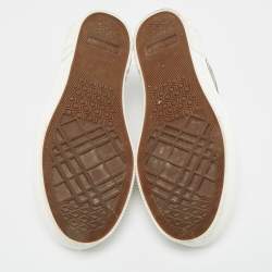 Pre Owned Burberry Beige Check Canvas Lace Up Sneakers Size 37