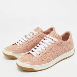 Pre Owned Burberry Pink Perforated Leather Timsbury Sneakers Size 41
