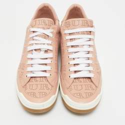 Pre Owned Burberry Pink Perforated Leather Timsbury Sneakers Size 41
