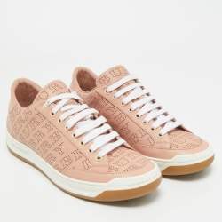 Pre Owned Burberry Pink Perforated Leather Timsbury Sneakers Size 41