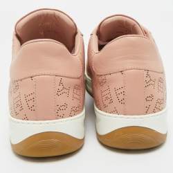Pre Owned Burberry Pink Perforated Leather Timsbury Sneakers Size 41