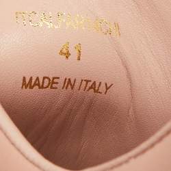 Pre Owned Burberry Pink Perforated Leather Timsbury Sneakers Size 41