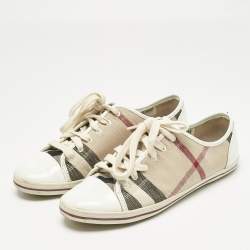Pre Owned Burberry Multicolor Canvas and Leather Nova Check Lace Up Sneakers Size 40
