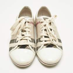Pre Owned Burberry Multicolor Canvas and Leather Nova Check Lace Up Sneakers Size 40