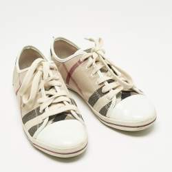 Pre Owned Burberry Multicolor Canvas and Leather Nova Check Lace Up Sneakers Size 40