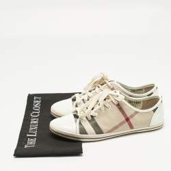 Pre Owned Burberry Multicolor Canvas and Leather Nova Check Lace Up Sneakers Size 40