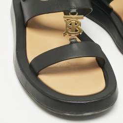 Pre Owned Burberry Black Leather Slingback Sandals Size 40