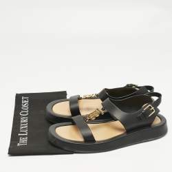 Pre Owned Burberry Black Leather Slingback Sandals Size 40