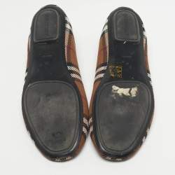 Pre Owned Burberry Brown Check Knit Fabric Ralf Ballet Flats Size 40