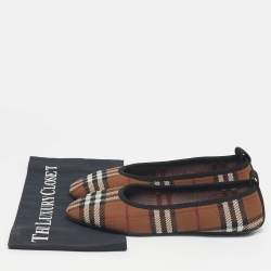 Pre Owned Burberry Brown Check Knit Fabric Ralf Ballet Flats Size 40