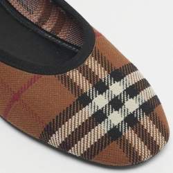 Pre Owned Burberry Brown Check Knit Fabric Ralf Ballet Flats Size 40