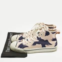 Pre Owned Burberry Pink Painted Bird Canvas Birdskingly High Top Sneakers Size 42