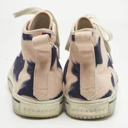 Pre Owned Burberry Pink Painted Bird Canvas Birdskingly High Top Sneakers Size 42