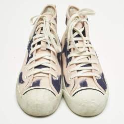 Pre Owned Burberry Pink Painted Bird Canvas Birdskingly High Top Sneakers Size 42