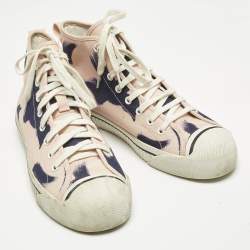 Pre Owned Burberry Pink Painted Bird Canvas Birdskingly High Top Sneakers Size 42