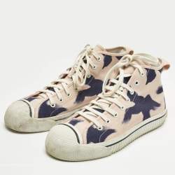 Pre Owned Burberry Pink Painted Bird Canvas Birdskingly High Top Sneakers Size 42