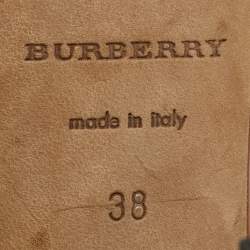 Pre Owned Burberry Brown House Check Canvas and Leather Ankle Strap Sandals Size 38