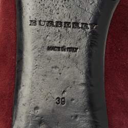 Pre Owned Burberry Burgundy Suede Keswick Buckle Ballet Flats Size 39
