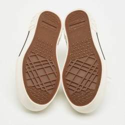 Pre Owned Burberry Beige Canvas and Rubber Check Low Top Sneakers Size 36.5
