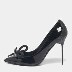 Pre Owned Burberry Black Patent Leather Finsbury Bow Pumps Size 40