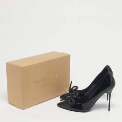 Pre Owned Burberry Black Patent Leather Finsbury Bow Pumps Size 40
