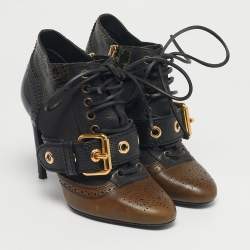 Pre Owned Burberry Multicolor Snakeskin and Leather Westmarsh Ankle Boots Size 36